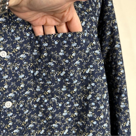 J.Crew Mens Navy Floral Button Down Shirt M - Picture 6 of 9